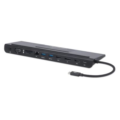 Manhattan 153478 laptop-dockingstation & portreplikator Kabelgebunden USB 3.2 Gen 1 (3.1 Gen 1) Type-C Schwarz