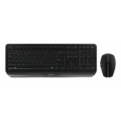 CHERRY Desktop GENTIX [EU/US] WL black US-Englisch mit EURO Symbol Tastatur Maus enthalten RF Wireless Schwarz