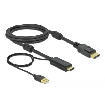 DeLOCK 85964 Videokabel-Adapter 2 m HDMI Typ A (Standard) DisplayPort + USB Type-A Schwarz