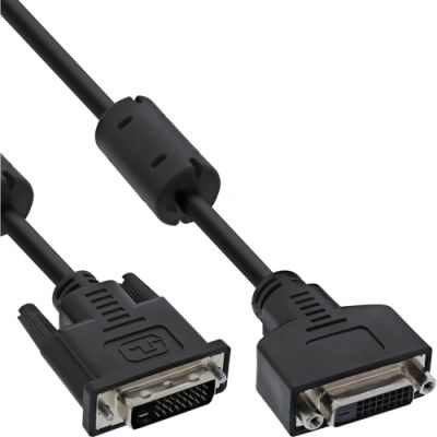 InLine DVI-D Verlängerung, Dual Link 24+1 ST auf 24+1 BU, 2 Ferrite, 5m