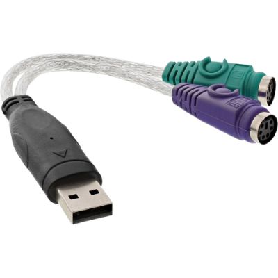 InLine USB zu PS/2 Konverter, USB Stecker an 2x PS/2 Buchse für Maus + Tastatur