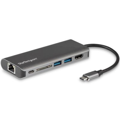 StarTech.com USB-C Multiport Adapter, tragbare USB-C Dockingstation auf 4k HDMI, 2 Port USB 3.0 Hub, SD/SDHC, GbE, 60W PD Pass-Through - USB Typ-C/Thunderbolt 3 - ERSETZT DURCH DKT30CHSDPD1
