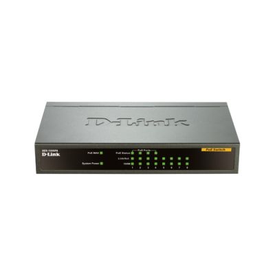 D-Link DES-1008PA Netzwerk-Switch Unmanaged Fast Ethernet (10/100) Power over Ethernet (PoE) Schwarz
