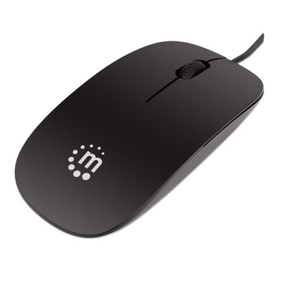 Manhattan Optische Slim Maus , USB, drei Tasten plus Mausrad, 1000 dpi, schwarz