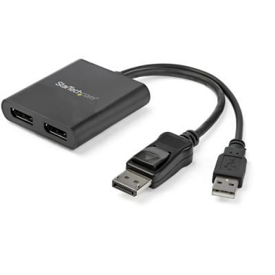 StarTech.com 2-Port Multi-Monitor DisplayPort Adapter, DP auf 2x DisplayPort 1.2 Splitter, Dual 4K 30Hz oder 1080p 60Hz Computer MST Hub, USB Betrieben, nur Windows