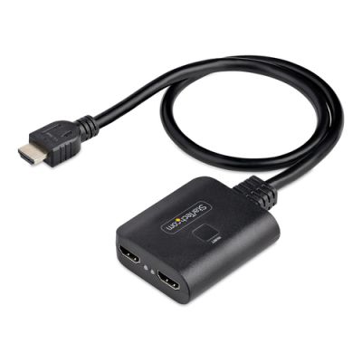 StarTech.com 2-Port HDMI Splitter 4K 60Hz, HDMI 2.0 Video, 4K HDMI Splitter 1In 2Out, 1x2 HDMI Verteiler 4k, HDR/HDCP, Dual HDMI Splitter, 50 cm Integriertes HDMI Kabel, Scaler