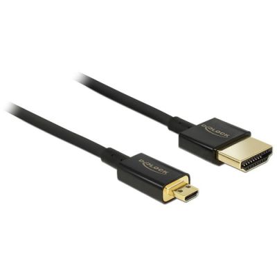 DeLOCK HDMI-A/HDMI Micro-D, 1.5 m HDMI-Kabel 1,5 m HDMI Typ A (Standard) HDMI Typ D (Mikrofon) Schwarz