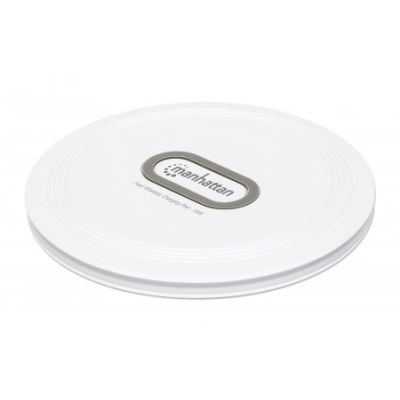 Manhattan 406024 Ladegerät für Mobilgeräte Kopfhörer, Smartphone, Smartwatch Weiß USB Kabelloses Aufladen Schnellladung Drinnen