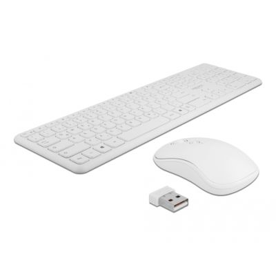 DeLOCK 12703 Tastatur Maus enthalten RF Wireless QZERTY Deutsch Weiß