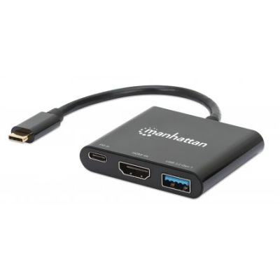 Manhattan 130622 laptop-dockingstation & portreplikator Kabelgebunden USB 3.2 Gen 1 (3.1 Gen 1) Type-C Schwarz