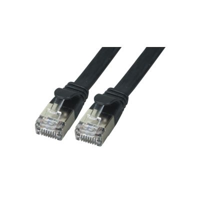 M-Cab CAT6A Flachpatchkabel U-FTP, 10GB, CU, schwarz, 0.25m