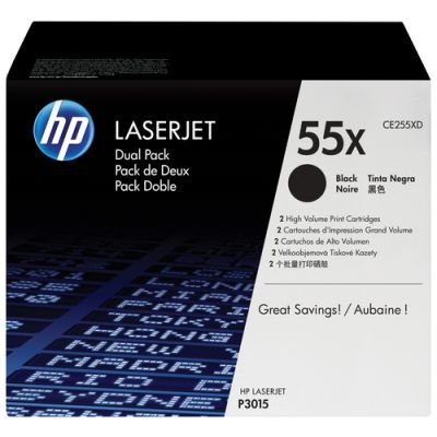 HP 55X 2er-Pack Schwarz Original LaserJet Tonerkartusche mit hoher Reichweite