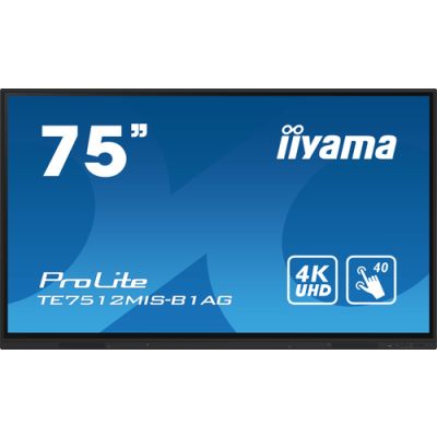 iiyama PROLITE Digital Signage Flachbildschirm 190,5 cm (75") WLAN 400 cd/m² 4K Ultra HD Schwarz Touchscreen Eingebauter Prozessor Android 11 16/7