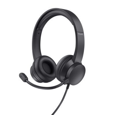 Trust HS-150 Kopfhörer Kabelgebunden Kopfband Büro/Callcenter Schwarz