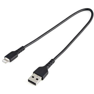 StarTech.com 30cm strapazierfähiges schwarzes USB-A auf Lightning-Kabel - Hochbelastbare, robuste Aramidfaser - USB Typ-A auf Lightningkabel - Lade-/Synchronisationskabel - Apple MFi-zertifiziert iPad/iPhone 12