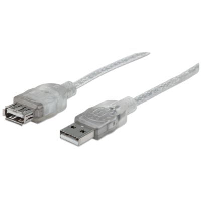 Manhattan Hi-Speed USB 2.0 Verlängerungskabel, USB 2.0, Typ A Stecker - Typ A Buchse, 480 Mbps, 4,5 m, Silber