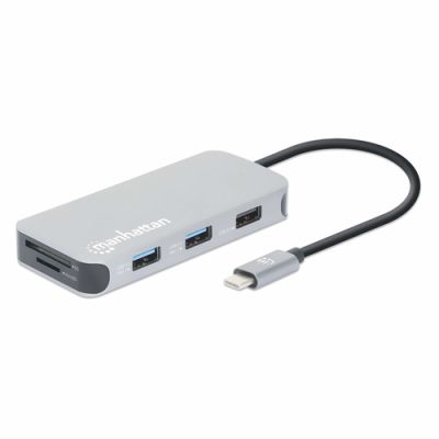 Manhattan 130615 laptop-dockingstation & portreplikator Kabelgebunden USB 3.2 Gen 1 (3.1 Gen 1) Type-C Aluminium