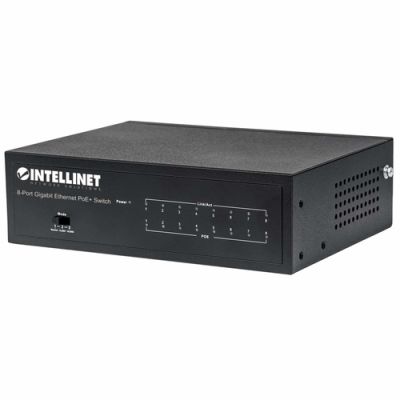 Intellinet 8-Port Gigabit Ethernet PoE+ Switch, IEEE 802.3at/af Power over Ethernet (PoE+/PoE)-konform, 60 W, Desktop