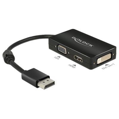 DeLOCK 0.16m DisplayPort/VGA+HDMI+DVI 0,16 m VGA (D-Sub)+ HDMI + DVI Schwarz
