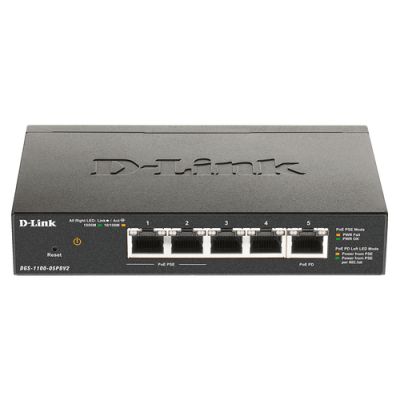 D-Link DGS-1100-05PDV2 Netzwerk-Switch Managed Gigabit Ethernet (10/100/1000) Power over Ethernet (PoE) Schwarz