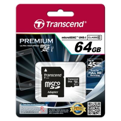 Transcend TS64GUSDU1 Speicherkarte 64 GB MicroSDXC MLC Klasse 10