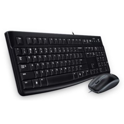 Logitech Desktop MK120 Tastatur Maus enthalten USB Griechisch Schwarz