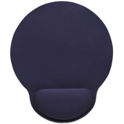 Manhattan Mauspad mit Handgelenkauflage, Weiches Gelmaterial schont das Handgelenk, blauer Textilbezug