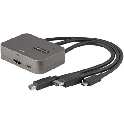 StarTech.com 3-in-1 Multiport auf HDMI Adapter - 4K 60Hz USB-C-, HDMI- oder Mini DisplayPort auf HDMI Konverter für Konferenzräume - Digitaler AV-Video Adapter zum Anschluss von HDMI-Monitor/-Display