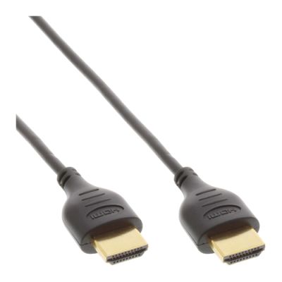 InLine HDMI Superslim Kabel A an A, HS mit Eth., Premium, schwarz / gold, 1,8m