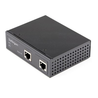 StarTech.com Industrial Gigabit Ethernet PoE Injector - 30W 802.3at PoE+ Midspan 48V-56VDC Hutschiene Power Over Ethernet Injector Adapter - -40°C bis 75°C - Kameras/Sensoren/WLAN Zugang