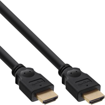 InLine HDMI Kabel, HDMI-High Speed, ST / ST, verg. Kontakte, schwarz, 2m