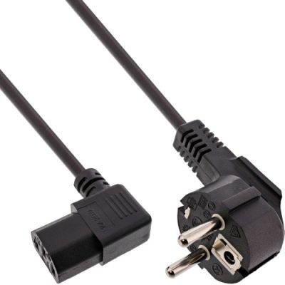 InLine Netzkabel, Schutzkontakt gew. auf Kaltgerätest. C13 rechts abgew., 1,8m