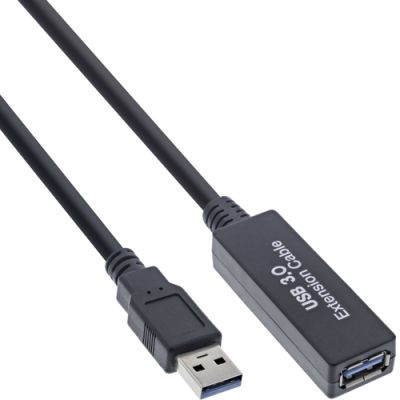 InLine USB 3.2 Gen.1 Aktiv-Verlängerung, Stecker A an Buchse A, schwarz, 20m
