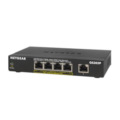 NETGEAR GS305Pv2 Unmanaged Gigabit Ethernet (10/100/1000) Power over Ethernet (PoE) Schwarz