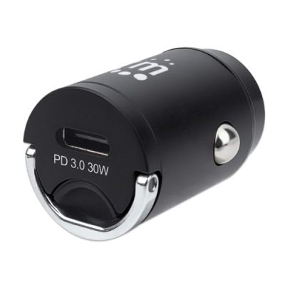 Manhattan Power Delivery Kfz-Mini-Ladegerät 30 W, USB-C Power Delivery-Port (PD 3.0) mit bis zu 30 W, schwarz