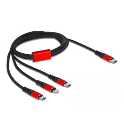 DeLOCK USB Ladekabel 3 in 1 USB Type-C zu Lightning / Micro USB / USB Type-C 1 m