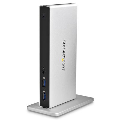 StarTech.com Dual Monitor Dockingstation mit USB 3.0 auf DVI-I & DVI-D und Adaptern für VGA & HDMI, 5x USB 3.0 & Audio - Vertikale DVI Dockingstation für ChromeOS, Mac & Windows