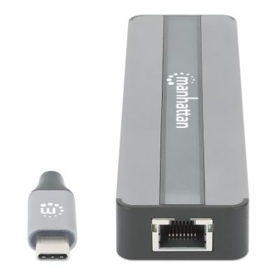 Manhattan 153928 laptop-dockingstation & portreplikator Kabelgebunden USB 3.2 Gen 1 (3.1 Gen 1) Type-C Schwarz, Silber