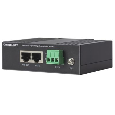 Intellinet Gigabit High-Power PoE+ Industrie-Injektor, 1 x 30 Watt-Port, IEEE 802.3at/af Power over Ethernet (PoE+/PoE), Metallgehäuse