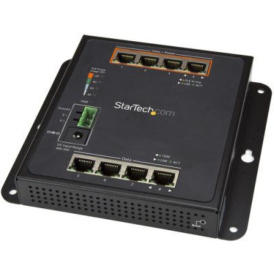 StarTech.com Industrial 8 Port Gigabit PoE Switch - 4 x PoE+ 30W - Power Over Ethernet - GbE Layer/L2 Managed Switch - Rugged High Power Gigabit Network Switch IP-30/-40C bis +75C