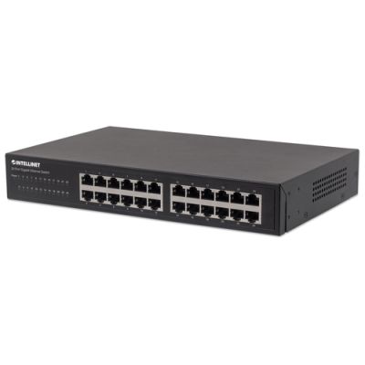 Intellinet 24-Port Gigabit Ethernet Switch, 24 x 10/100/1000 Mbit/s RJ45-Ports, IEEE 802.3az (Energy Efficient Ethernet), Desktop, 19" Rackmount, Metall