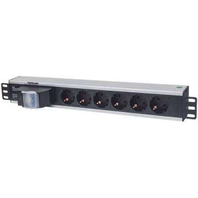 Intellinet 19" 6-fach Steckdosenleiste, Schutzkontakt, Doppelter Leitungsschutzschalter, 1,6 m Stromkabel, 1,5 HE