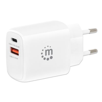 Manhattan 406307 Ladegerät für Mobilgeräte Kopfhörer, Smartphone, Tablet Weiß AC Schnellladung Drinnen