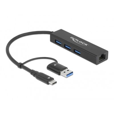 DeLOCK 64149 laptop-dockingstation & portreplikator USB 3.2 Gen 1 (3.1 Gen 1) Type-A + Type-C Schwarz