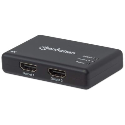 Manhattan 4K 2-Port HDMI-Splitter, 4K@30Hz, Stromversorgung über Netzteil, schwarz
