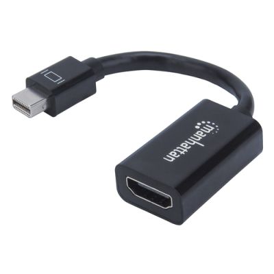 Manhattan Passiver Mini-DisplayPort auf HDMI-Adapter, Mini-DisplayPort-Stecker auf HDMI-Buchse, 1080p, schwarz â€” ideal for Mac-Computer
