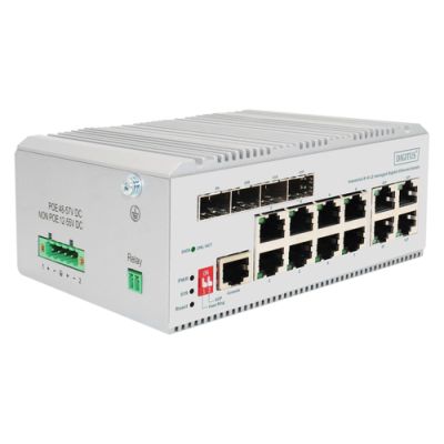 Digitus 8 Port Gigabit Ethernet Netzwerk Switch, Industrial, L2 managed, 4 SFP Uplink
