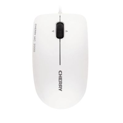 CHERRY MC 2000 Kabelgebundene Maus mit schwenkbarem Rad, Weiß Grau, USB