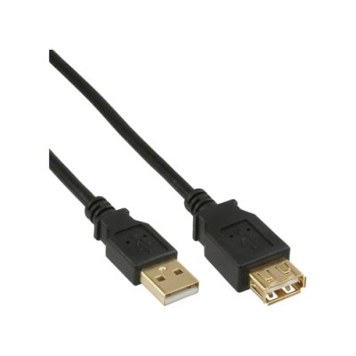 InLine USB 2.0 Verlängerung, ST / BU, Typ A, schwarz, Kontakte gold, 5m