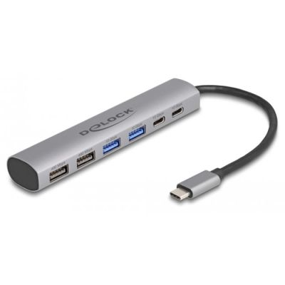 DeLOCK 64232 laptop-dockingstation & portreplikator Kabelgebunden USB 3.2 Gen 1 (3.1 Gen 1) Type-A + Type-C Grau
